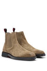 Suede Chelsea boots with logo details, Brown