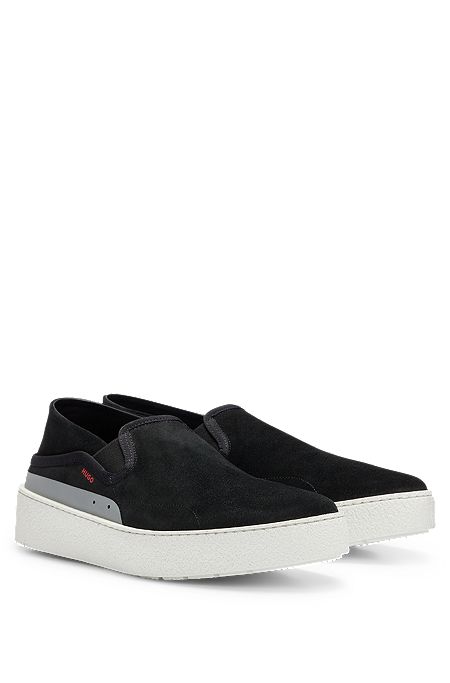 Suede slip-on shoes with crepe sole, Black