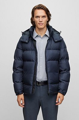 BOSS Hooded jacket in padded water repellent fabric