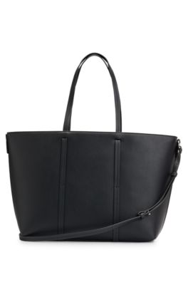 HUGO - Shopper bag in faux leather with polished logo lettering 