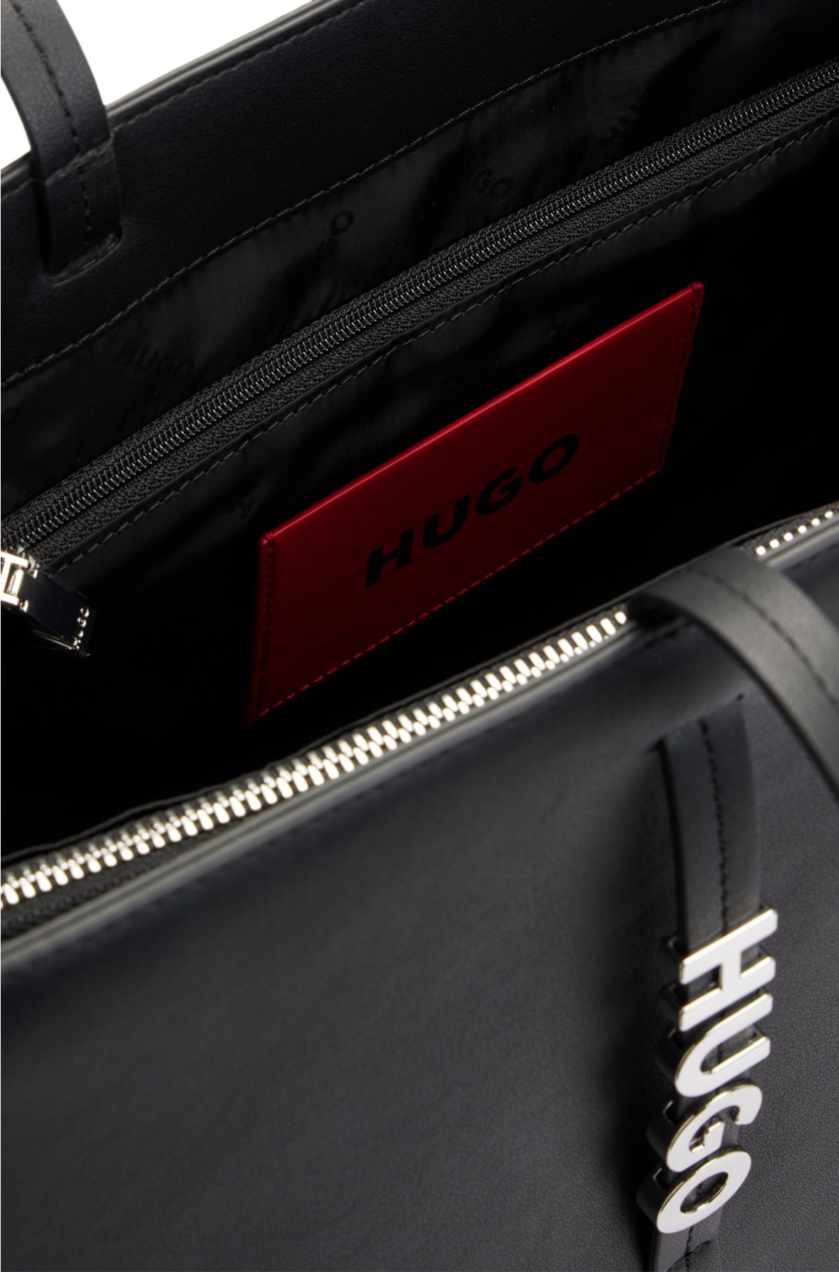 - faux HUGO bag Shopper in logo lettering leather polished with