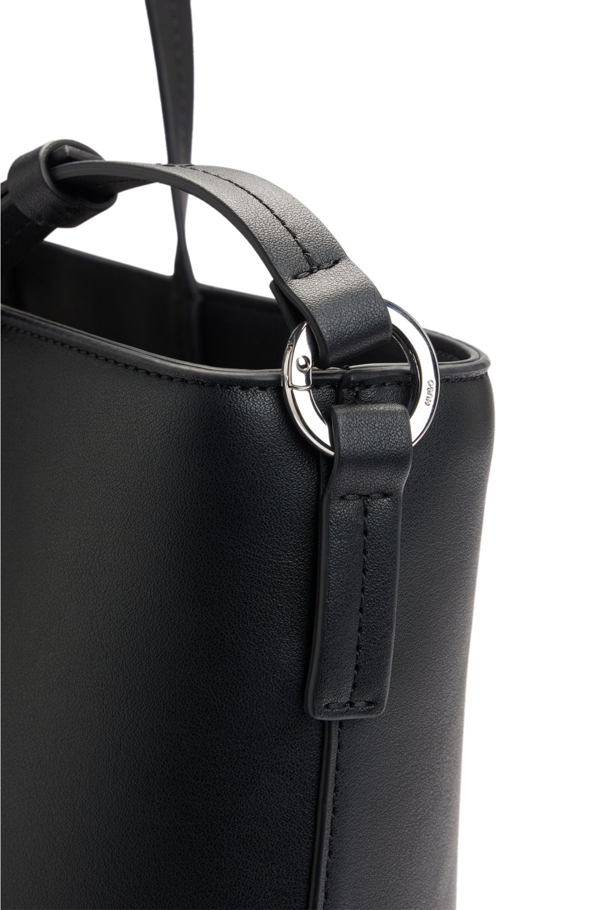 HUGO - Shopper bag in leather logo faux lettering polished with