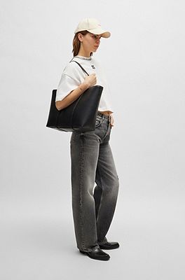 HUGO - Shopper bag in faux leather with polished logo lettering 