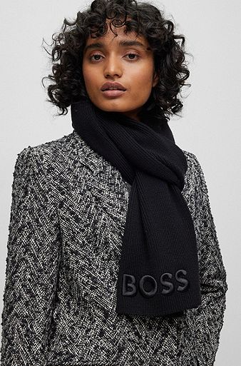 Boss Glittery-effect Beanie Hat and Scarf Gift Set- Black | Women's Scarves Size pcs.