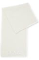 Ribbed scarf in virgin wool with tonal embroidered logo, White