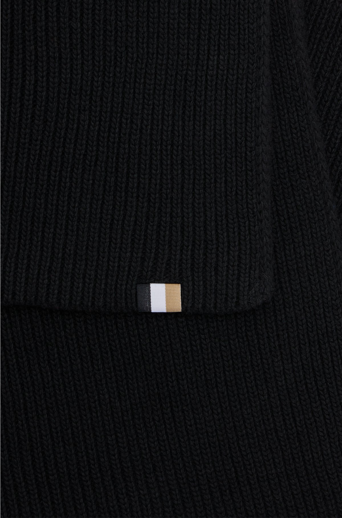 BOSS - Gerippter Schal mit Signature-Streifen-Etikett | Wollschals