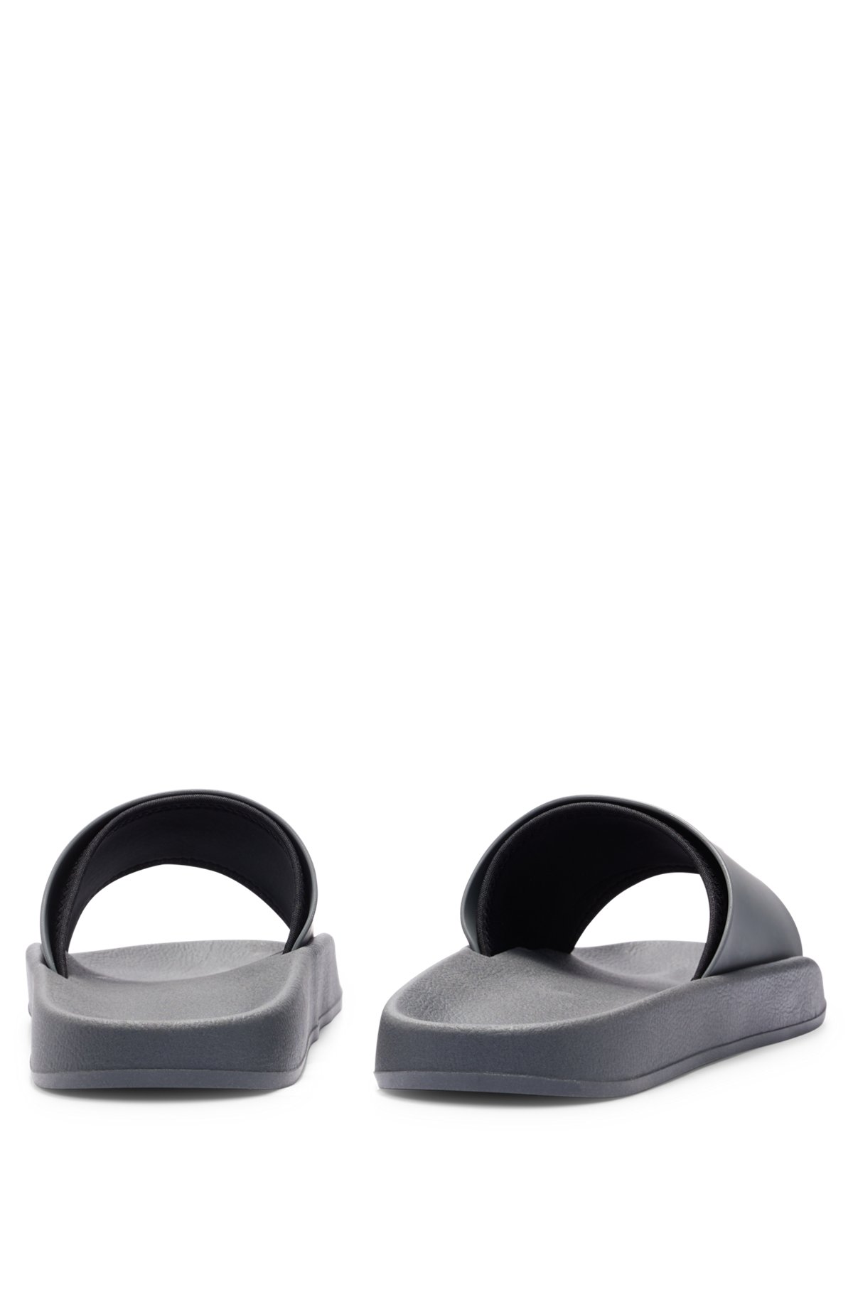 Slides with logo-branded straps, Dark Grey