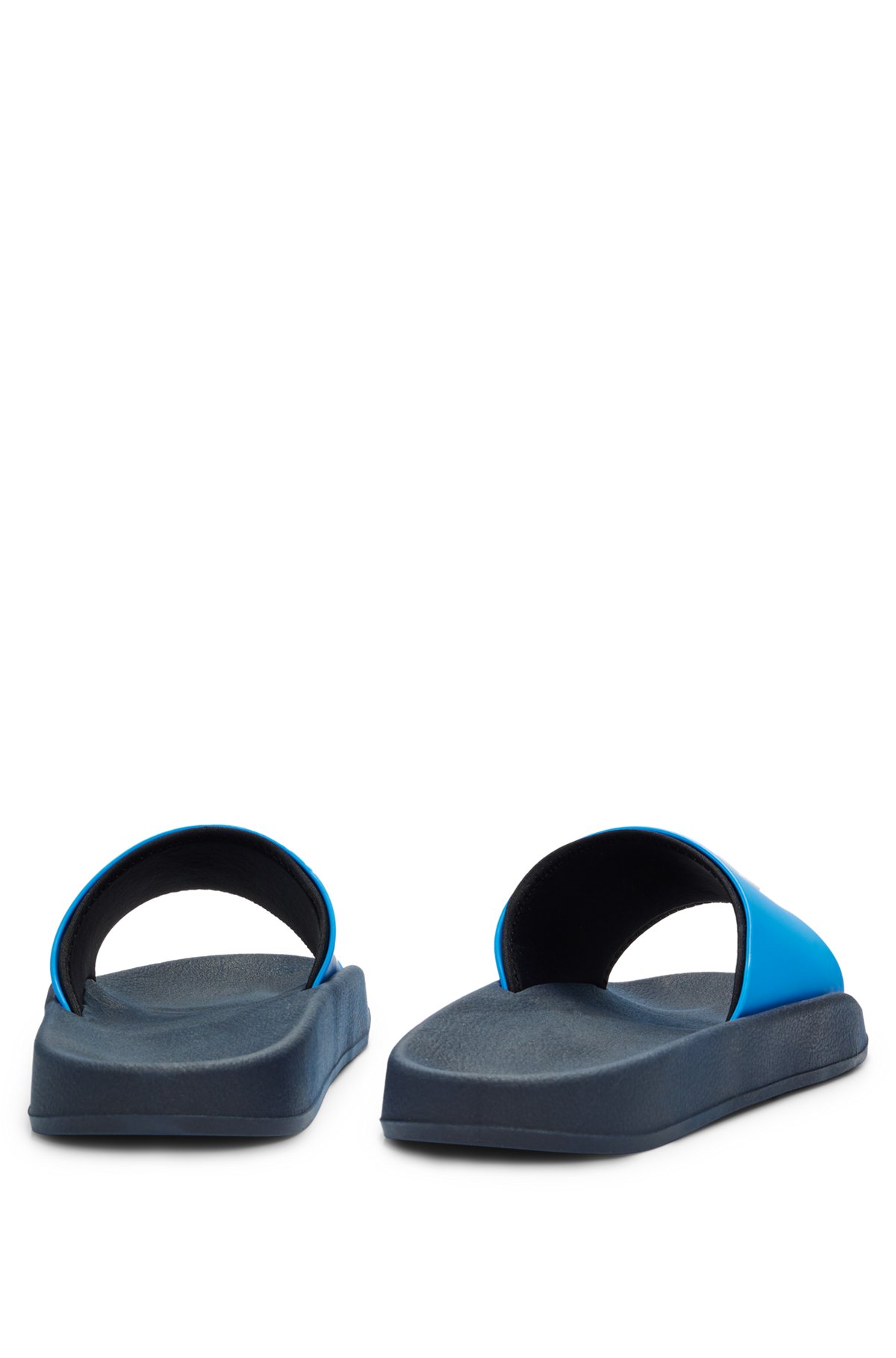 Slides with logo-branded straps, Blue