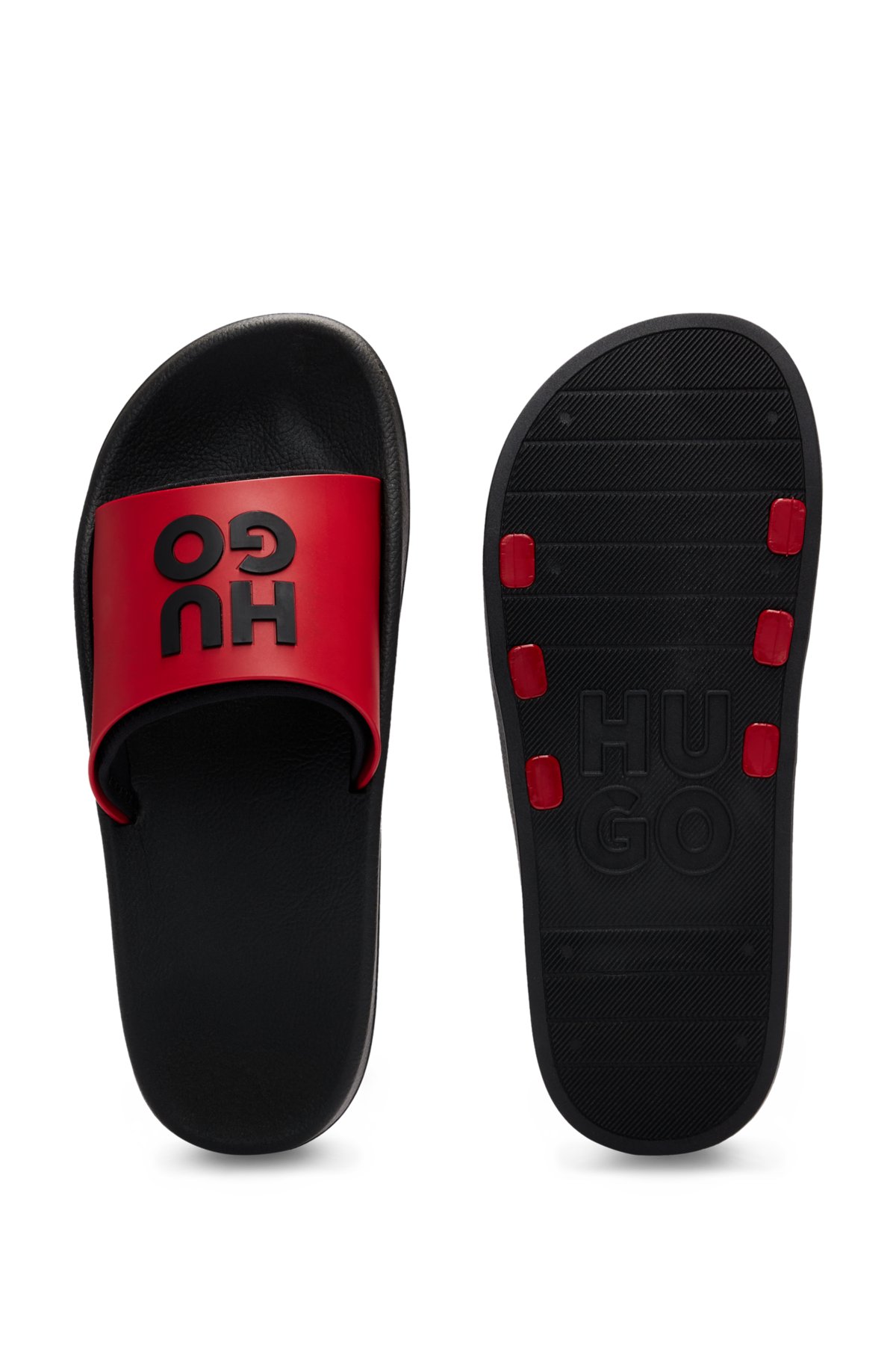 Slides with logo-branded straps, Red