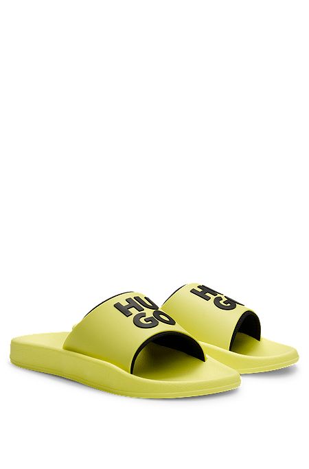 Slides with logo-branded straps, Light Yellow