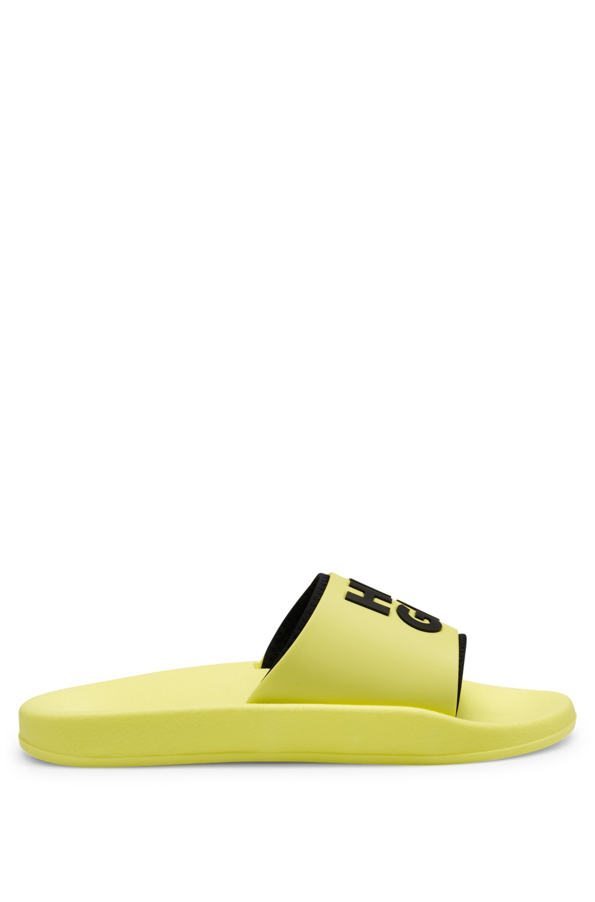 Slides with logo-branded straps, Light Yellow