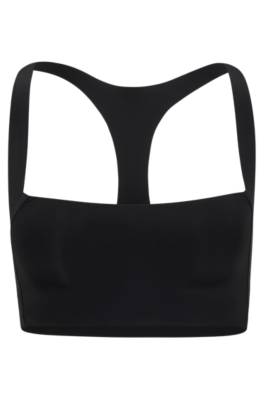 Hugo Boss Racer-back Bralette With Contrast Logo In Black