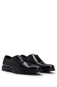 Scarpe Derby in nappa con logo goffrato, Nero