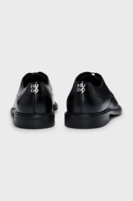 Derby shoes in nappa leather with embossed logo, Black