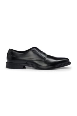 Derby shoes in nappa leather with embossed logo, Black