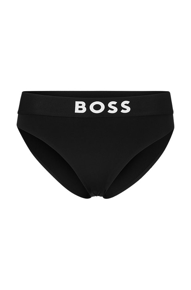 High-waisted briefs with contrast logo, Black