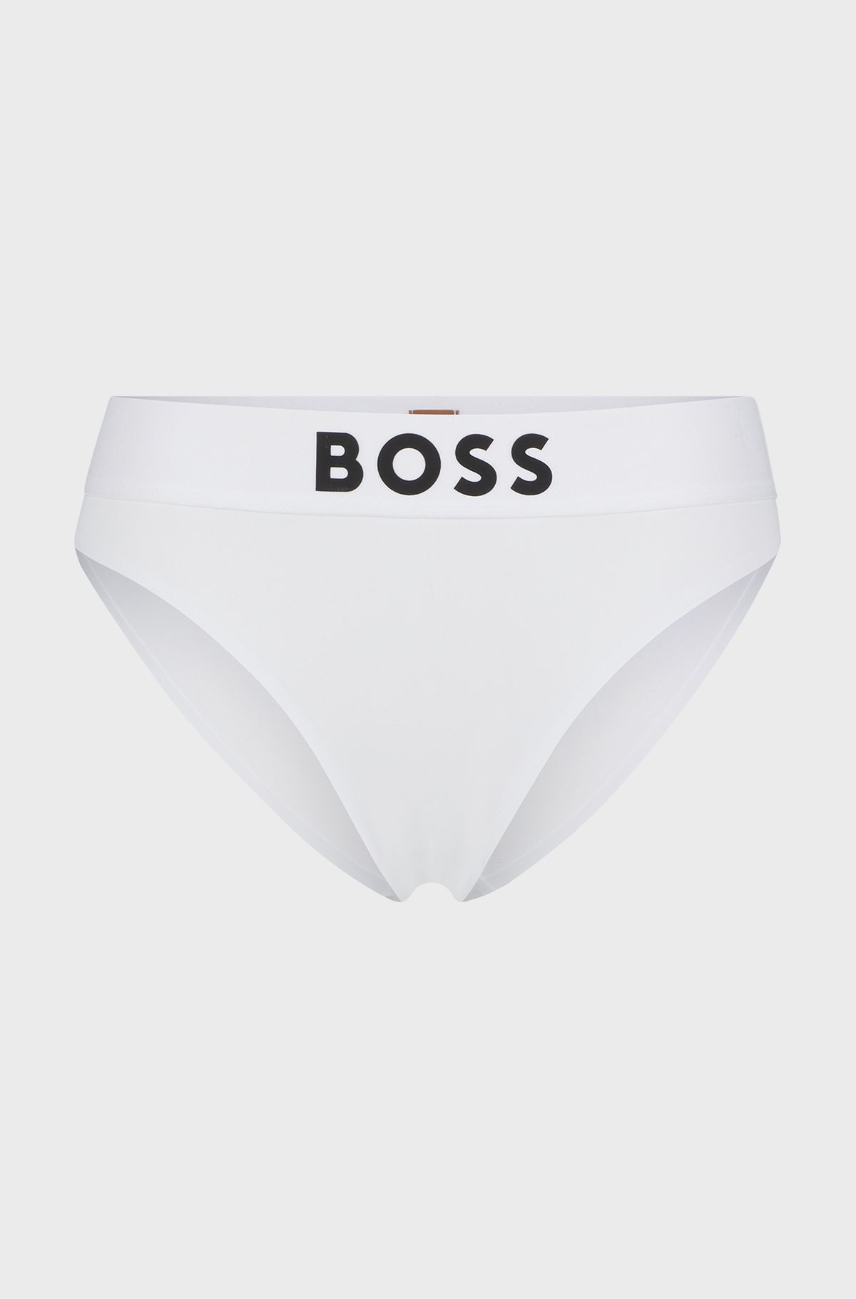 High-waisted briefs with contrast logo, White