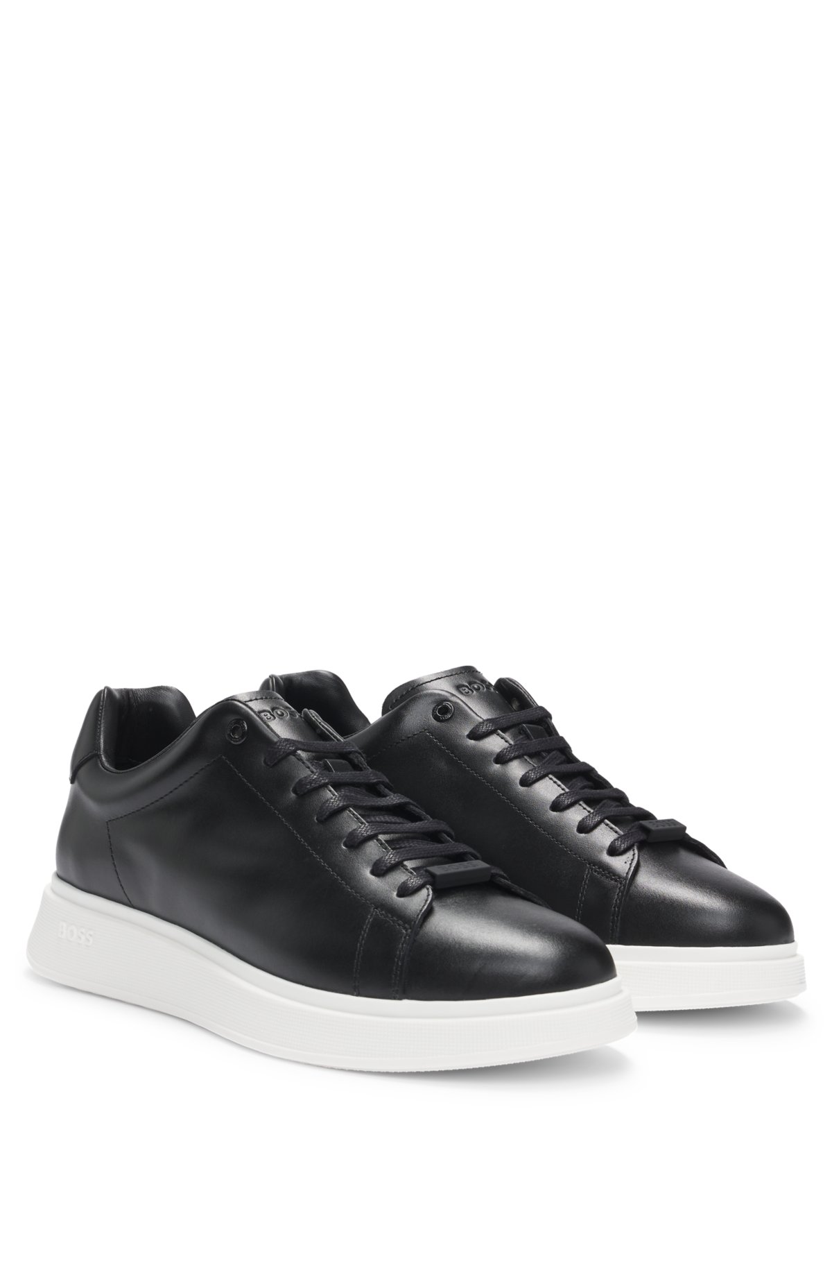 BOSS - Leather trainers with rubber outsole