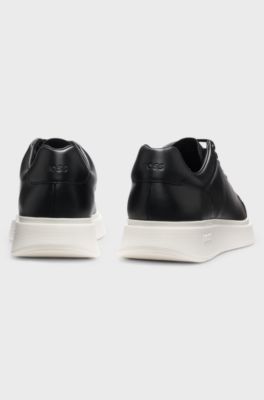 Leather trainers with rubber outsole, Black