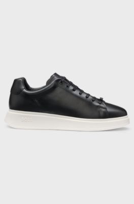 Leather trainers with rubber outsole, Black