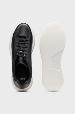 Leren sneakers met rubberen buitenzool, Zwart