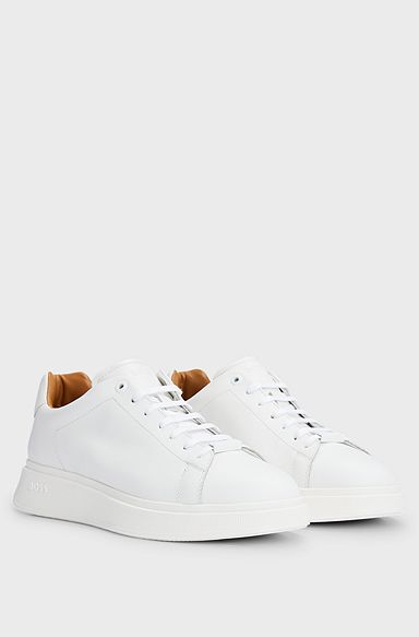 Leather trainers with rubber outsole, White