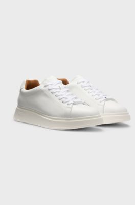 Leather trainers with rubber outsole, White