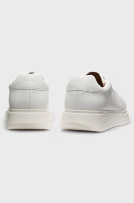Leather trainers with rubber outsole, White