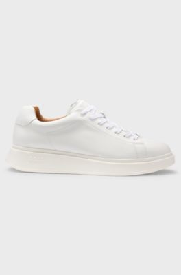 Leather trainers with rubber outsole, White