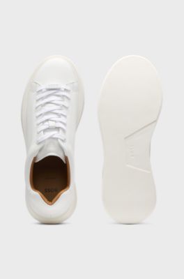Leather trainers with rubber outsole, White