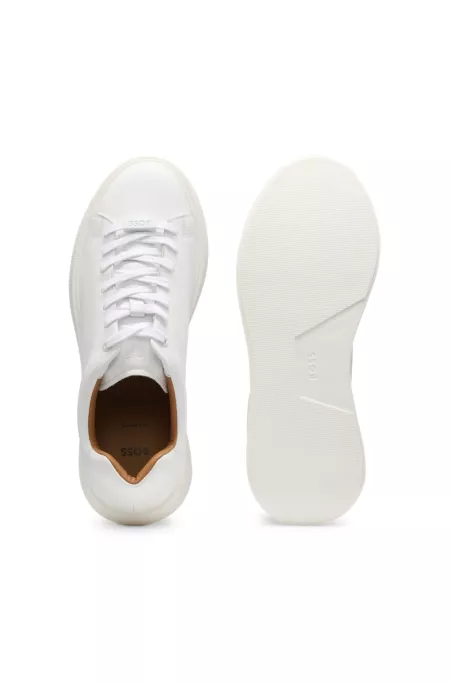 Leather trainers with rubber outsole