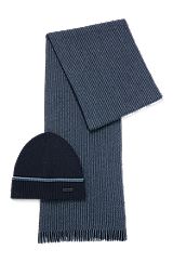 Gift-boxed scarf and beanie hat set, Dark Blue