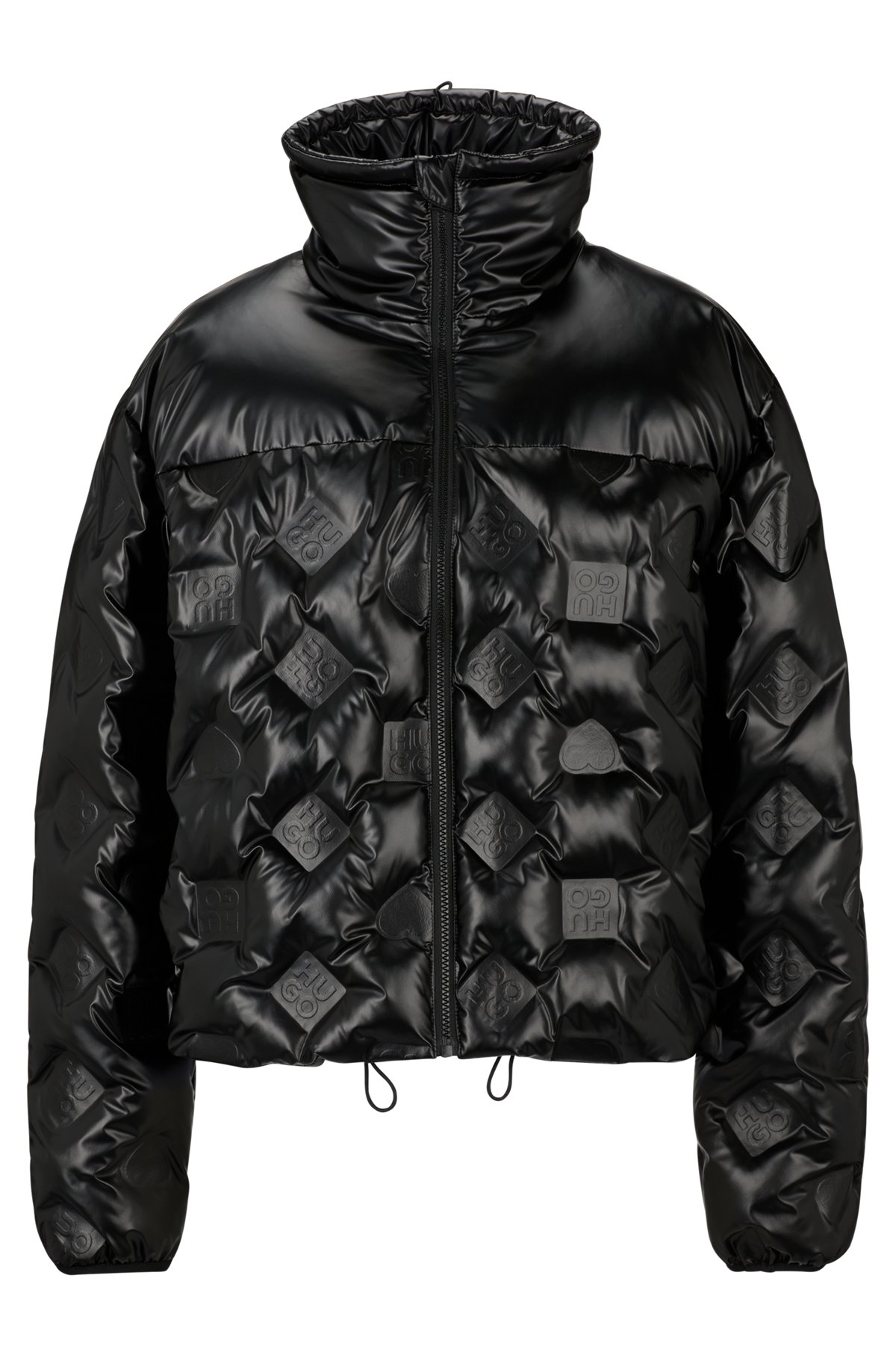HUGO - Regular-fit padded jacket with hearts and stacked logos