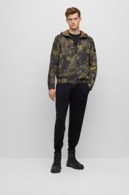 BOSS - Zip-up hooded jacket with seasonal print 