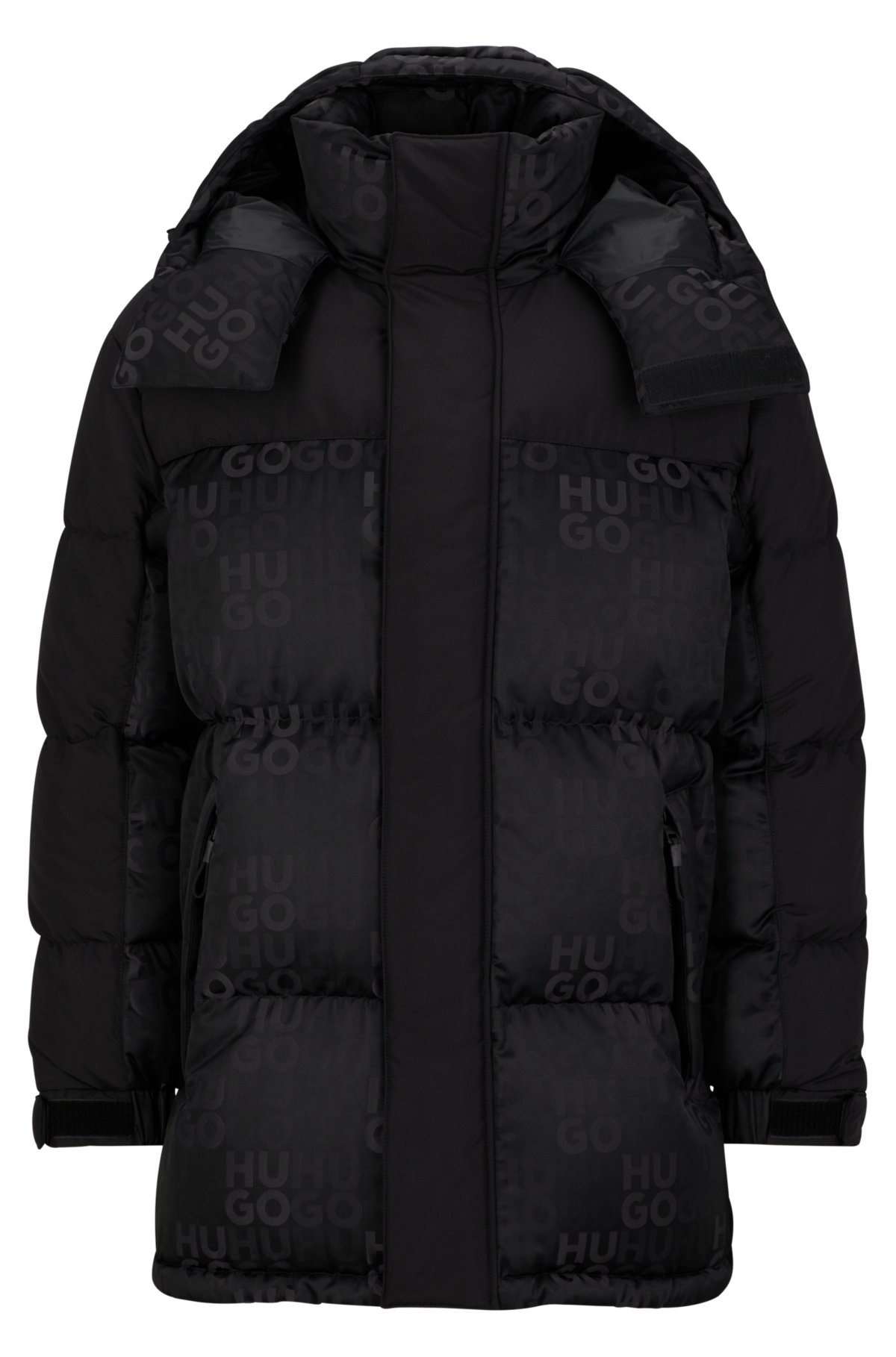 HUGO - Water-repellent parka coat with logo details