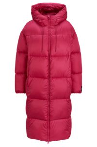 Relaxed-fit long-length jacket in water-repellent fabric, Pink