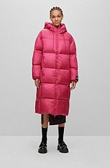 Длинная куртка свободного кроя из водоотталкивающей ткани, Розовый