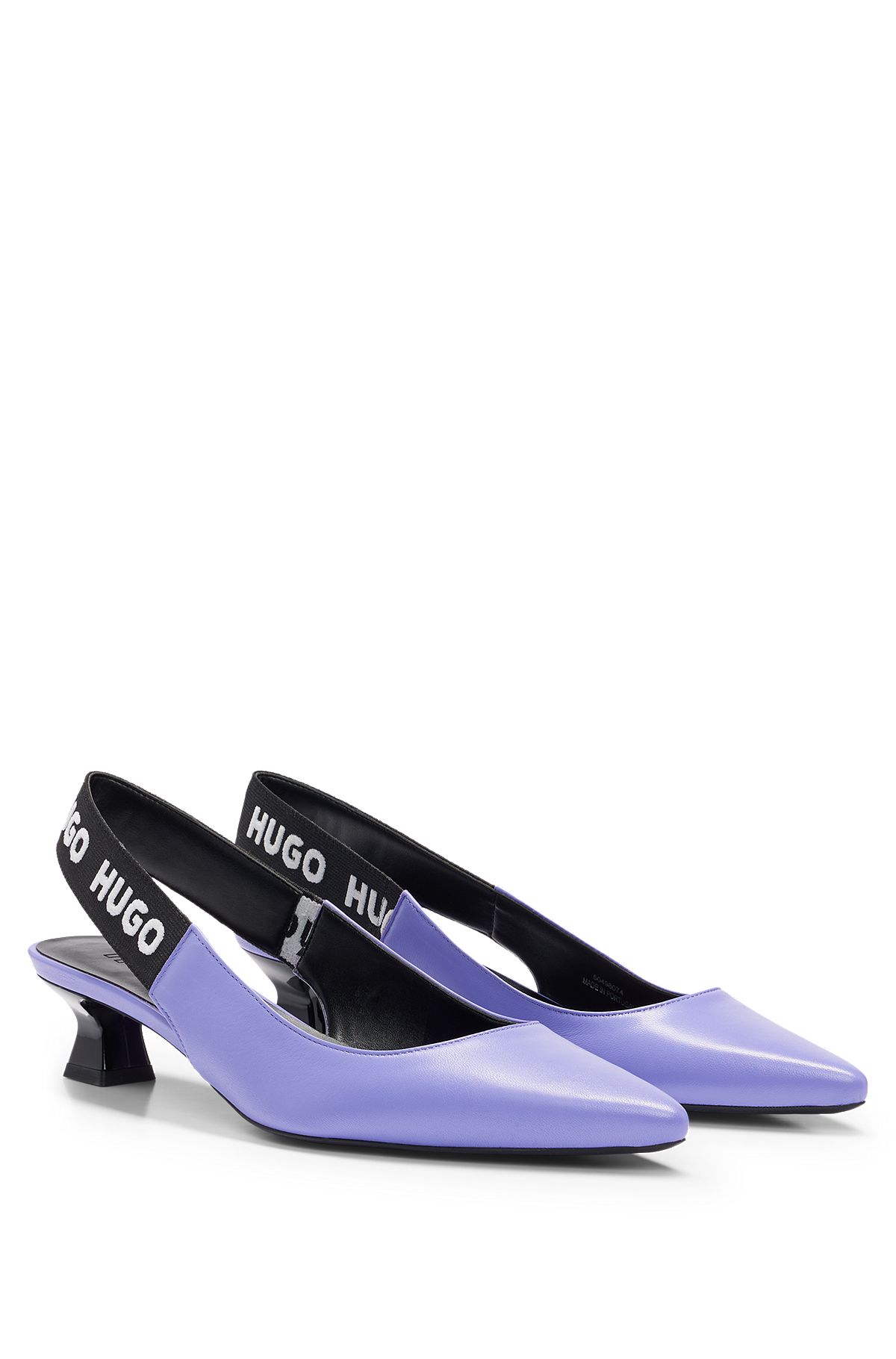 Heeled pumps in nappa leather with branded slingback strap, Light Purple