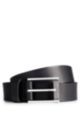 Leather belt with logo buckle, Black