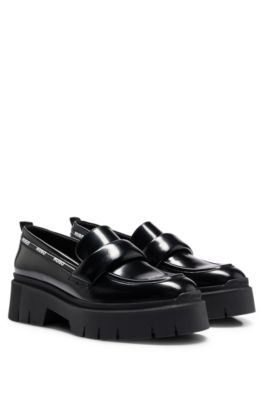 HUGO Chunkysole moccasins in leather with logo trim