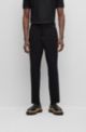 Relaxed-fit trousers in stretch material with pleat front, Black
