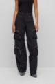 Relaxed-fit cargo trousers with large zipped pockets, Black