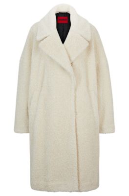 HUGO Oversized fit teddy coat with rear logo label