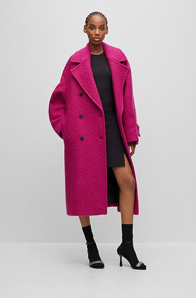 Пальто оверсайз из смесовой шерсти, Темно-розовый