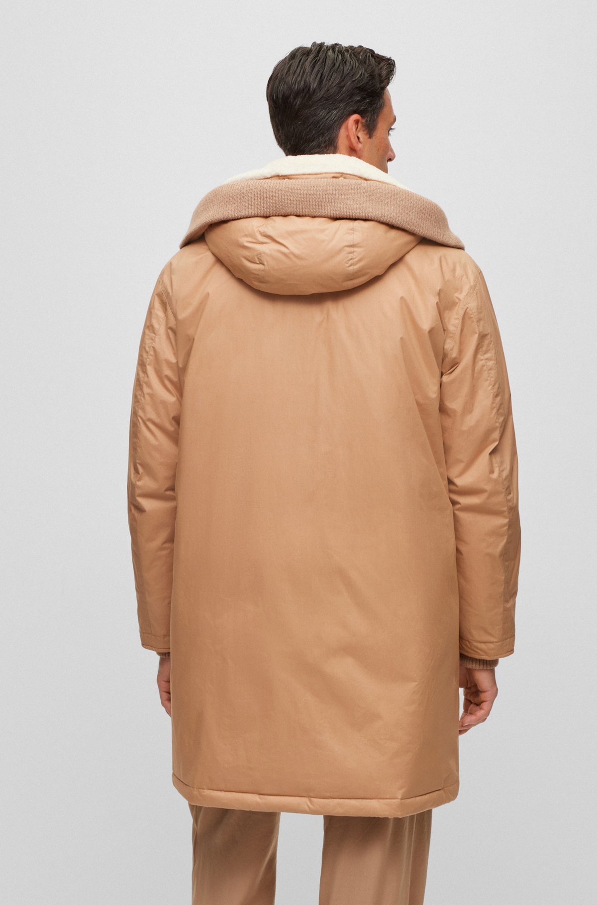Water-repellent cotton-blend parka with down filling, Beige