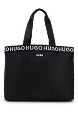 Tote bag with repeat contrast-logo details, Black