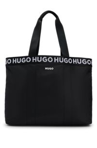 Tote bag with repeat contrast-logo details, Black