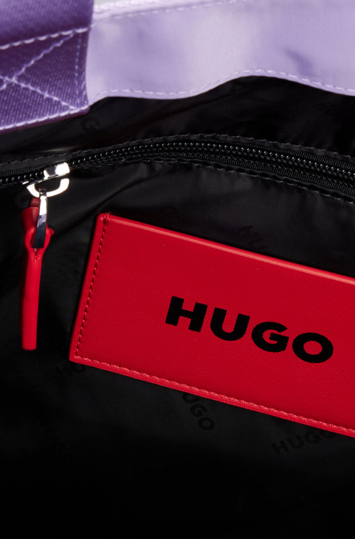 HUGO - Tote bag with repeat contrast-logo details