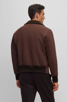 BOSS - パデッド ウーブンジャケット ニットスタンドカラー 