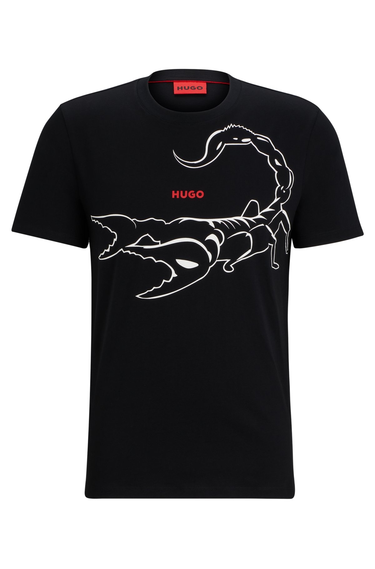 T-Shirt aus Baumwoll-Jersey mit Artwork und Logo, Schwarz